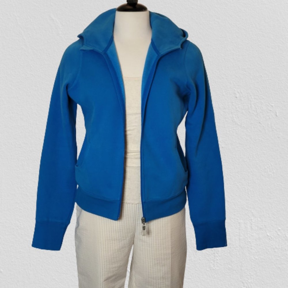 Zella Ladies Bright Azure Blue Fleece Hoody Size L Pockets - Picture 2 of 11